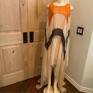 Maria Lucia Hogan silk dress gown boho goddess multi Sz 38/4 vacay wedding